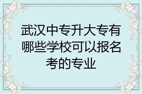 武汉中专升大专有哪些学校可以报名考的专业