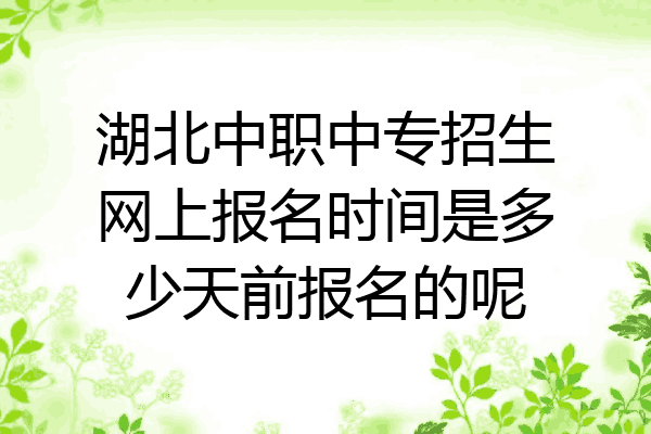 湖北中职中专招生网上报名时间是多少天前报名的呢
