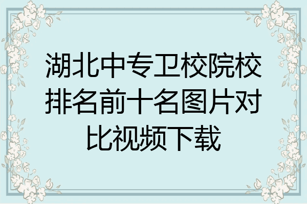 湖北中专卫校院校排名前十名图片对比视频下载