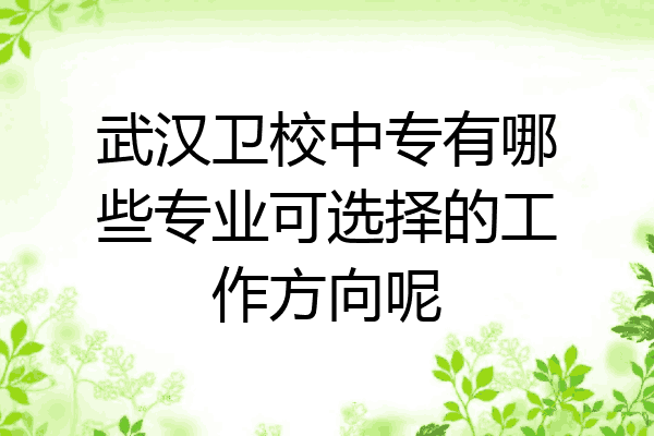 武汉卫校中专有哪些专业可选择的工作方向呢
