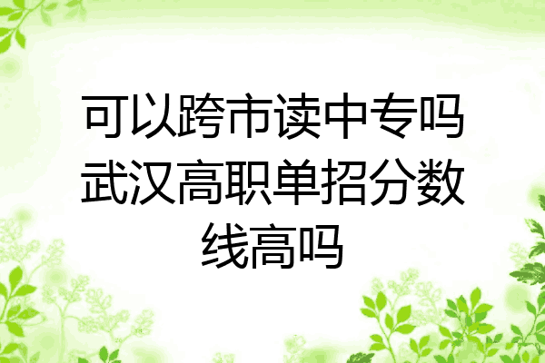 可以跨市读中专吗武汉高职单招分数线高吗
