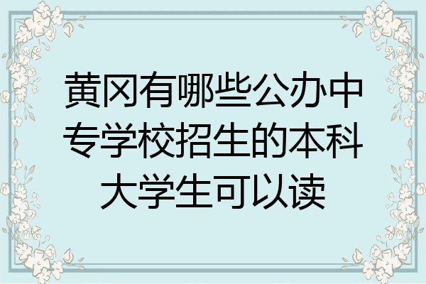 黄冈有哪些公办中专学校招生的本科大学生可以读