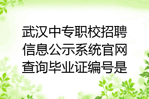 武汉中专职校招聘信息公示系统官网查询毕业证编号是