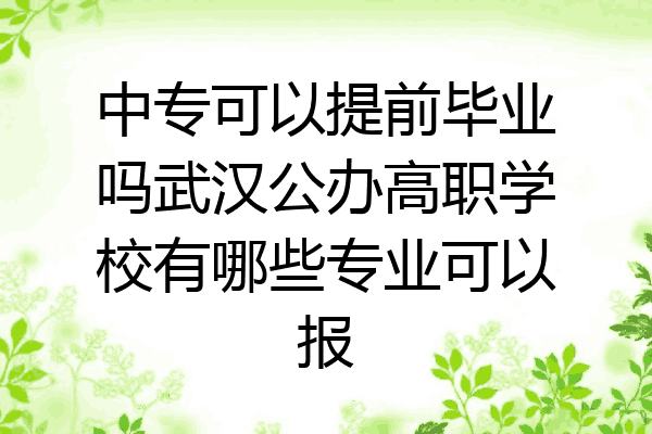 中专可以提前毕业吗武汉公办高职学校有哪些专业可以报