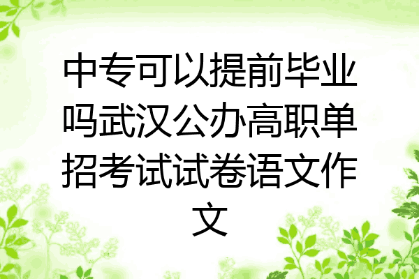 中专可以提前毕业吗武汉公办高职单招考试试卷语文作文