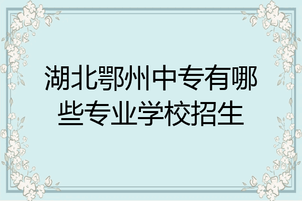 湖北鄂州中专有哪些专业学校招生