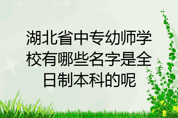 湖北省中专幼师学校有哪些名字是全日制本科的呢