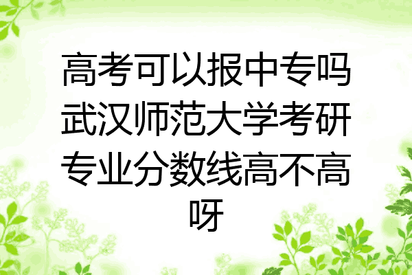 高考可以报中专吗武汉师范大学考研专业分数线高不高呀