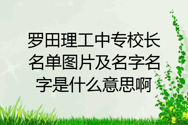 罗田理工中专校长名单图片及名字名字是什么意思啊