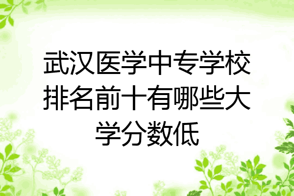 武汉医学中专学校排名前十有哪些大学分数低