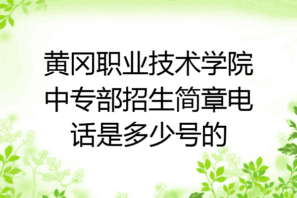 黄冈职业技术学院中专部招生简章电话是多少号的