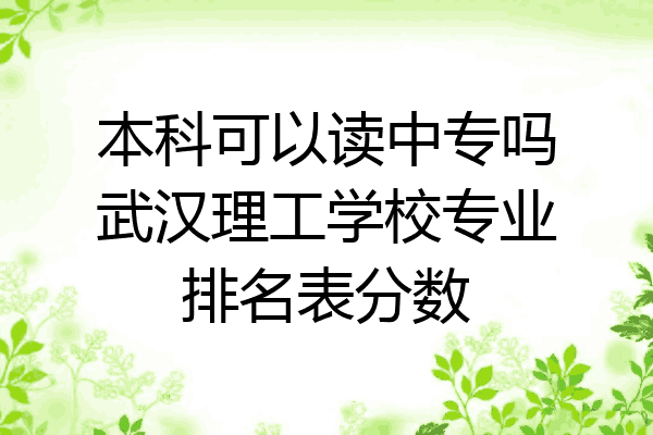 本科可以读中专吗武汉理工学校专业排名表分数