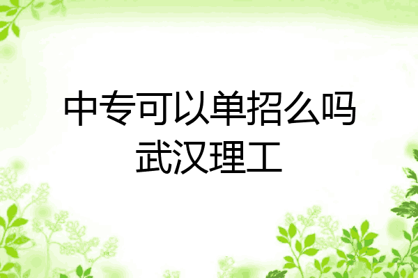 中专可以单招么吗武汉理工