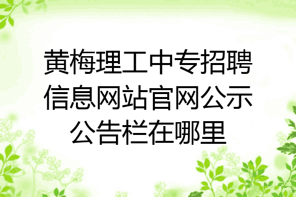 黄梅理工中专招聘信息网站官网公示公告栏在哪里