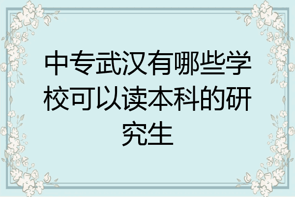 中专武汉有哪些学校可以读本科的研究生