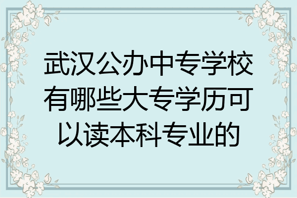 武汉公办中专学校有哪些大专学历可以读本科专业的