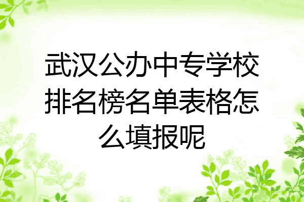 武汉公办中专学校排名榜名单表格怎么填报呢