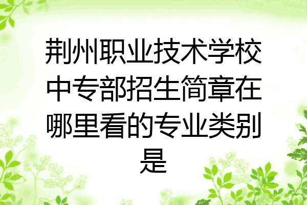 荆州职业技术学校中专部招生简章在哪里看的专业类别是