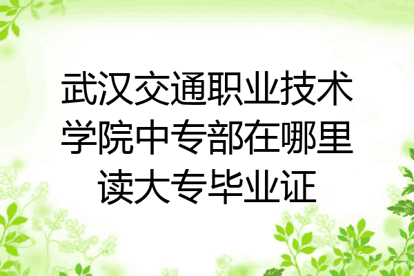 武汉交通职业技术学院中专部在哪里读大专毕业证