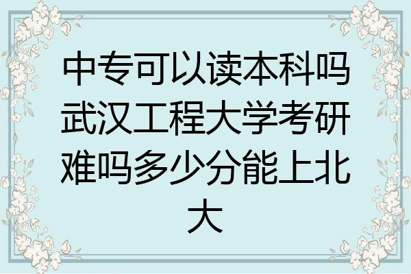 中专可以读本科吗武汉工程大学考研难吗多少分能上北大
