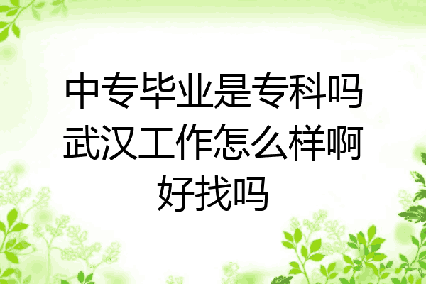 中专毕业是专科吗武汉工作怎么样啊好找吗