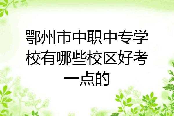 鄂州市中职中专学校有哪些校区好考一点的