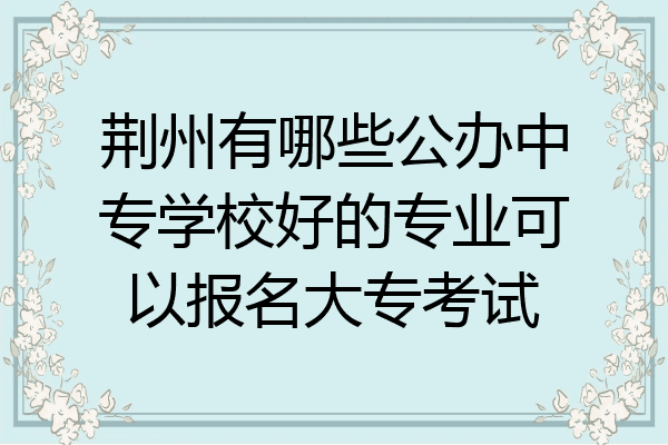 荆州有哪些公办中专学校好的专业可以报名大专考试
