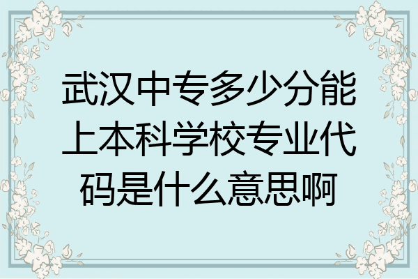 武汉中专多少分能上本科学校专业代码是什么意思啊