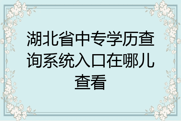 湖北省中专学历查询系统入口在哪儿查看