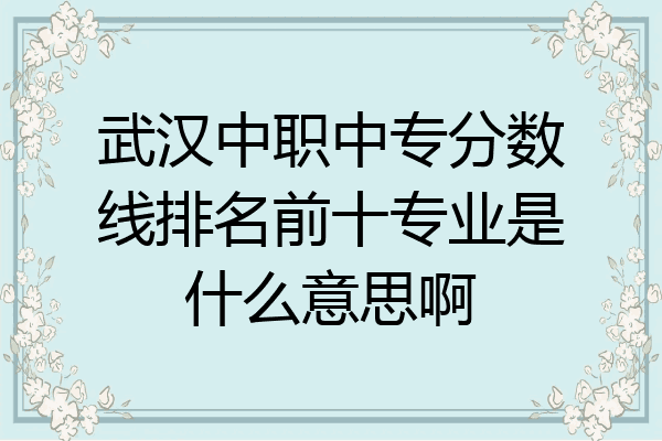 武汉中职中专分数线排名前十专业是什么意思啊