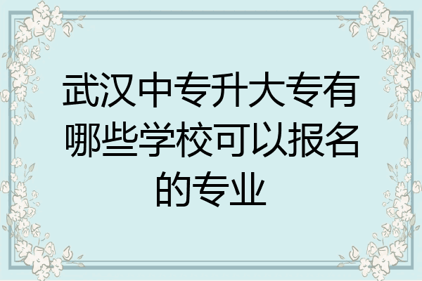 武汉中专升大专有哪些学校可以报名的专业