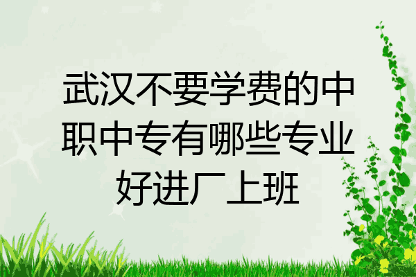 武汉不要学费的中职中专有哪些专业好进厂上班