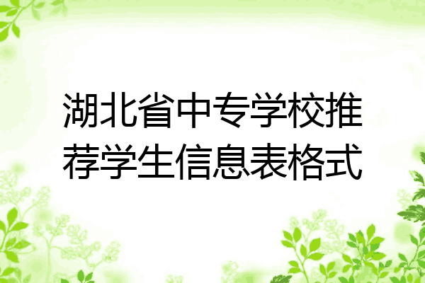 湖北省中专学校推荐学生信息表格式