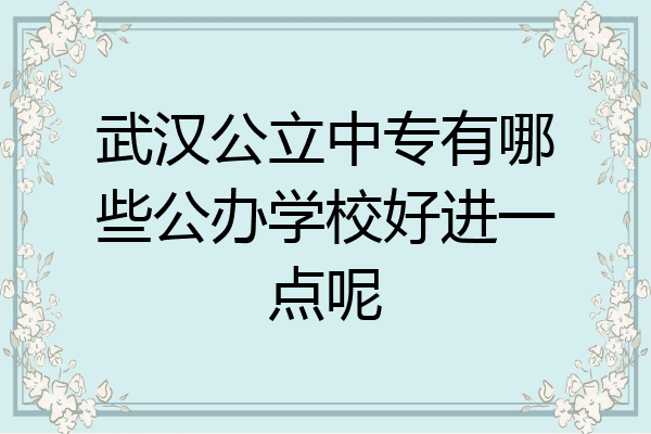 武汉公立中专有哪些公办学校好进一点呢