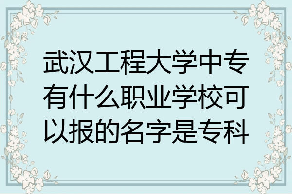 武汉工程大学中专有什么职业学校可以报的名字是专科