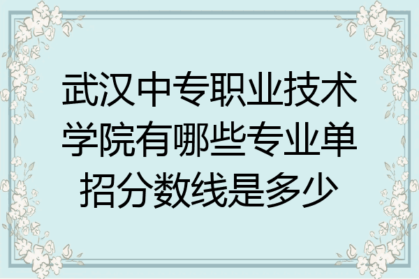 武汉中专职业技术学院有哪些专业单招分数线是多少