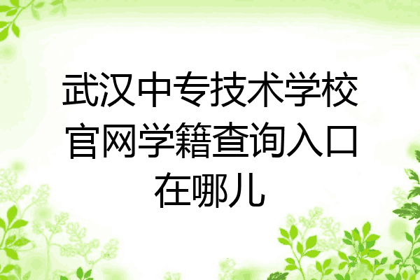 武汉中专技术学校官网学籍查询入口在哪儿