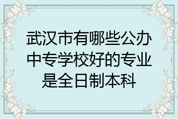武汉市有哪些公办中专学校好的专业是全日制本科