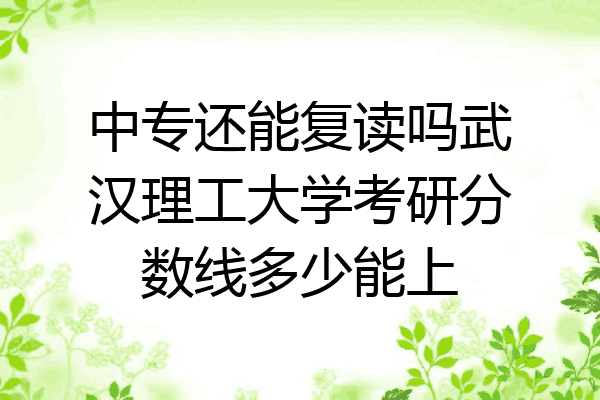 中专还能复读吗武汉理工大学考研分数线多少能上