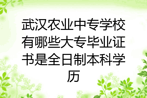 武汉农业中专学校有哪些大专毕业证书是全日制本科学历