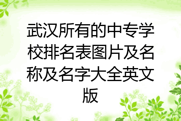 武汉所有的中专学校排名表图片及名称及名字大全英文版