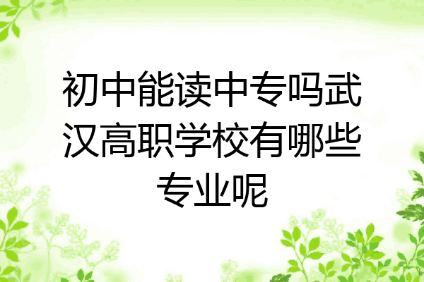 初中能读中专吗武汉高职学校有哪些专业呢