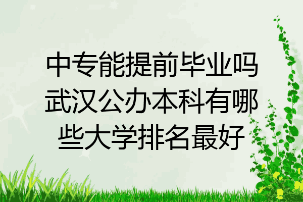 中专能提前毕业吗武汉公办本科有哪些大学排名最好