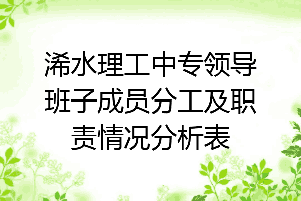 浠水理工中专领导班子成员分工及职责情况分析表
