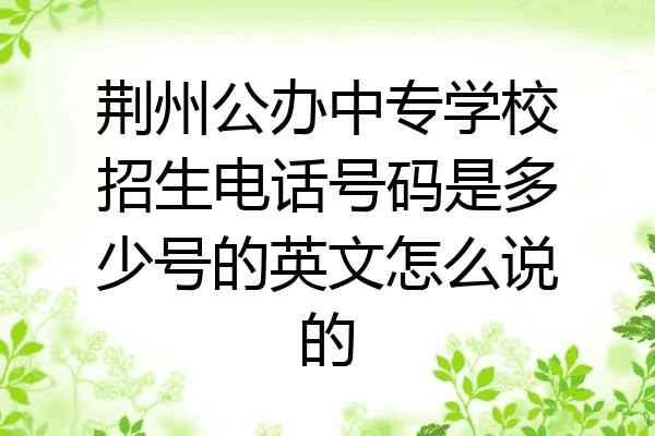 荆州公办中专学校招生电话号码是多少号的英文怎么说的