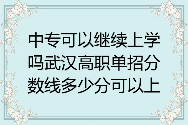 中专可以继续上学吗武汉高职单招分数线多少分可以上