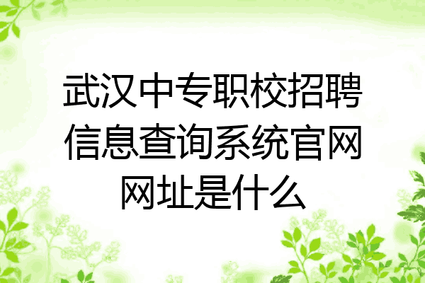 武汉中专职校招聘信息查询系统官网网址是什么