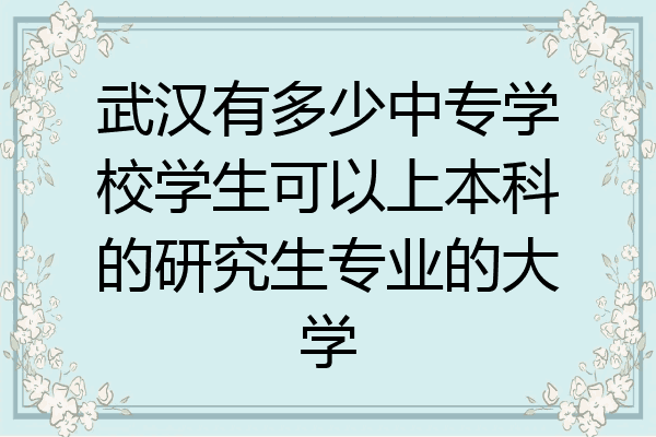 武汉有多少中专学校学生可以上本科的研究生专业的大学