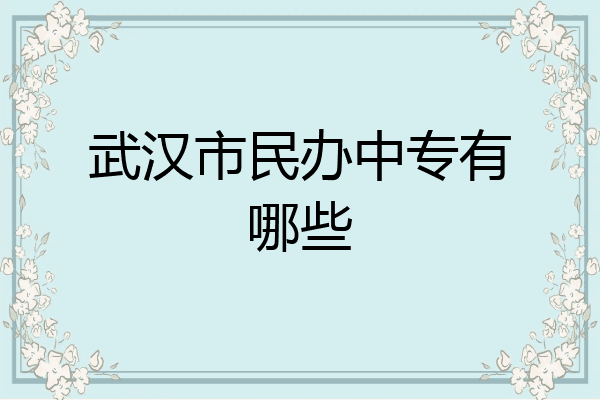 武汉市民办中专有哪些