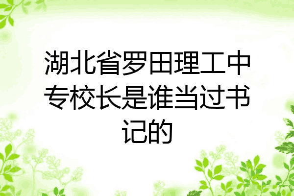 湖北省罗田理工中专校长是谁当过书记的